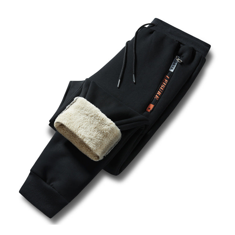 Men's Winter Fleece Jogging Pants with Teddy Lining, Elastic Waistband and Zipper Pockets Chichicherry