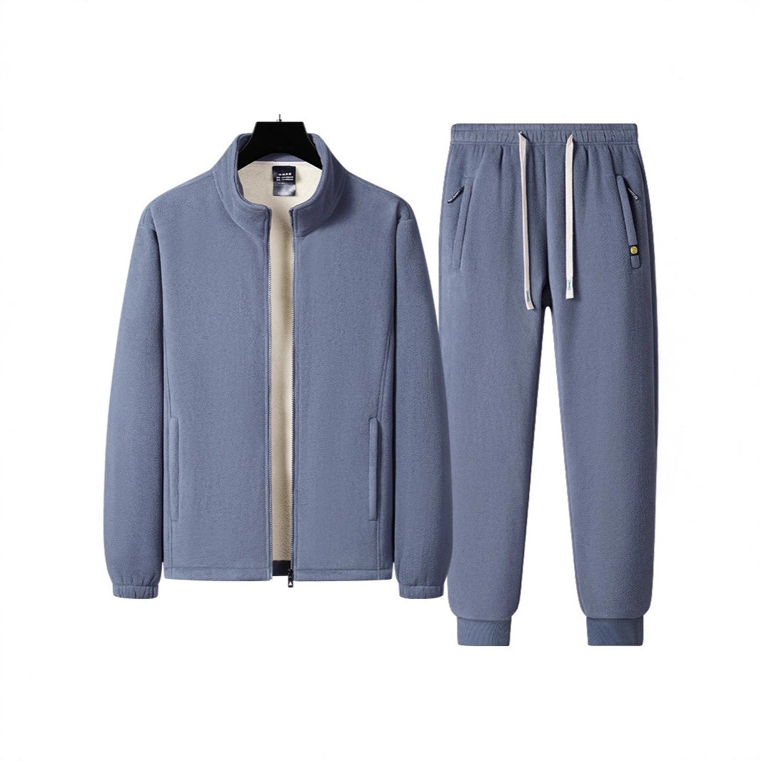 Men's Three-Piece Thermal Fleece Training Set with Padded Vest and Jogging Pants Chichicherry