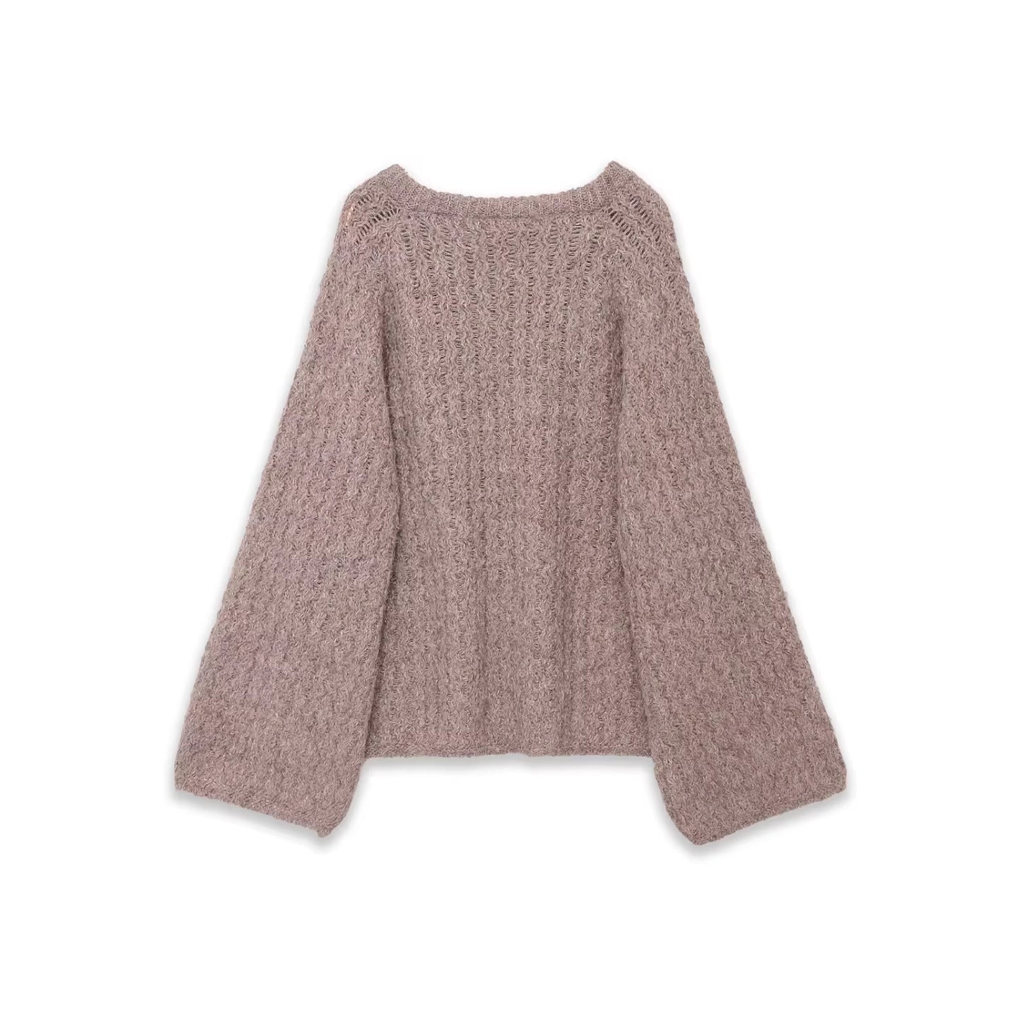 Women Oversize Mohair-Optics Knit Sweater with Back Bow Chichicherry