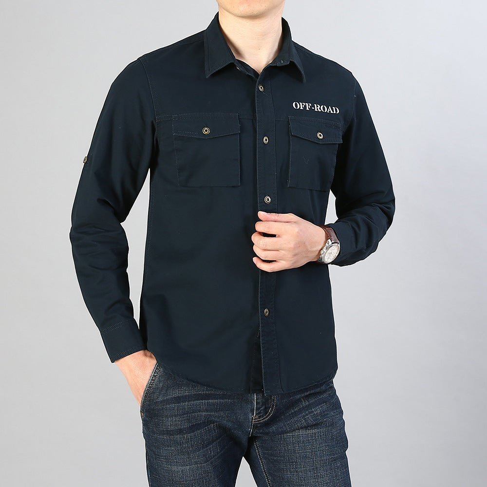 Men's military shirt with chest pockets, sleeve roll function and off-road print Chichicherry