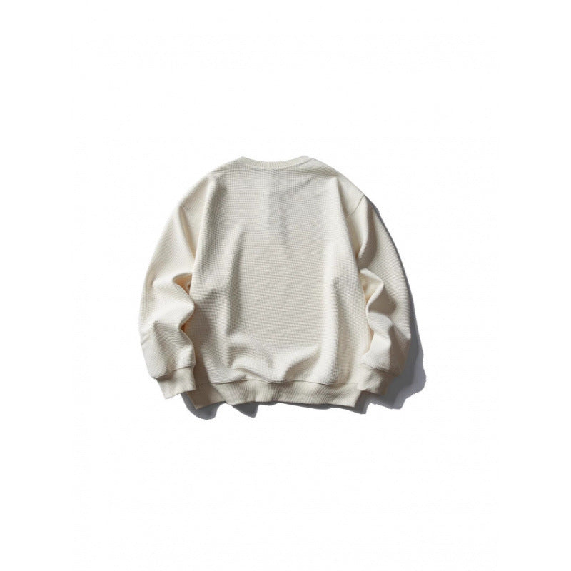Unisex Waffle Knit Henley Sweatshirt in Oversize Cut with Button Placket Chichicherry