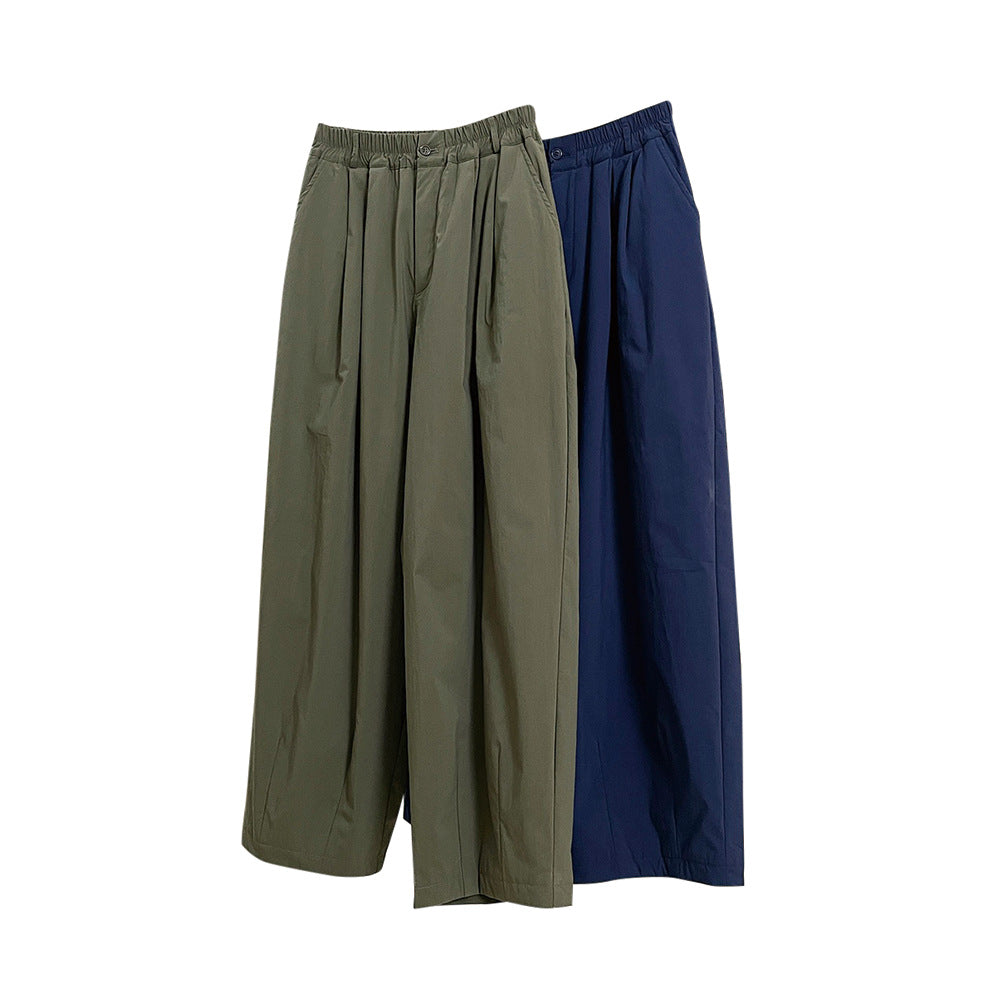 Women Voluminous Palazzo Baggy Pants with Elastic Comfort Waistband and Side Pockets Chichicherry