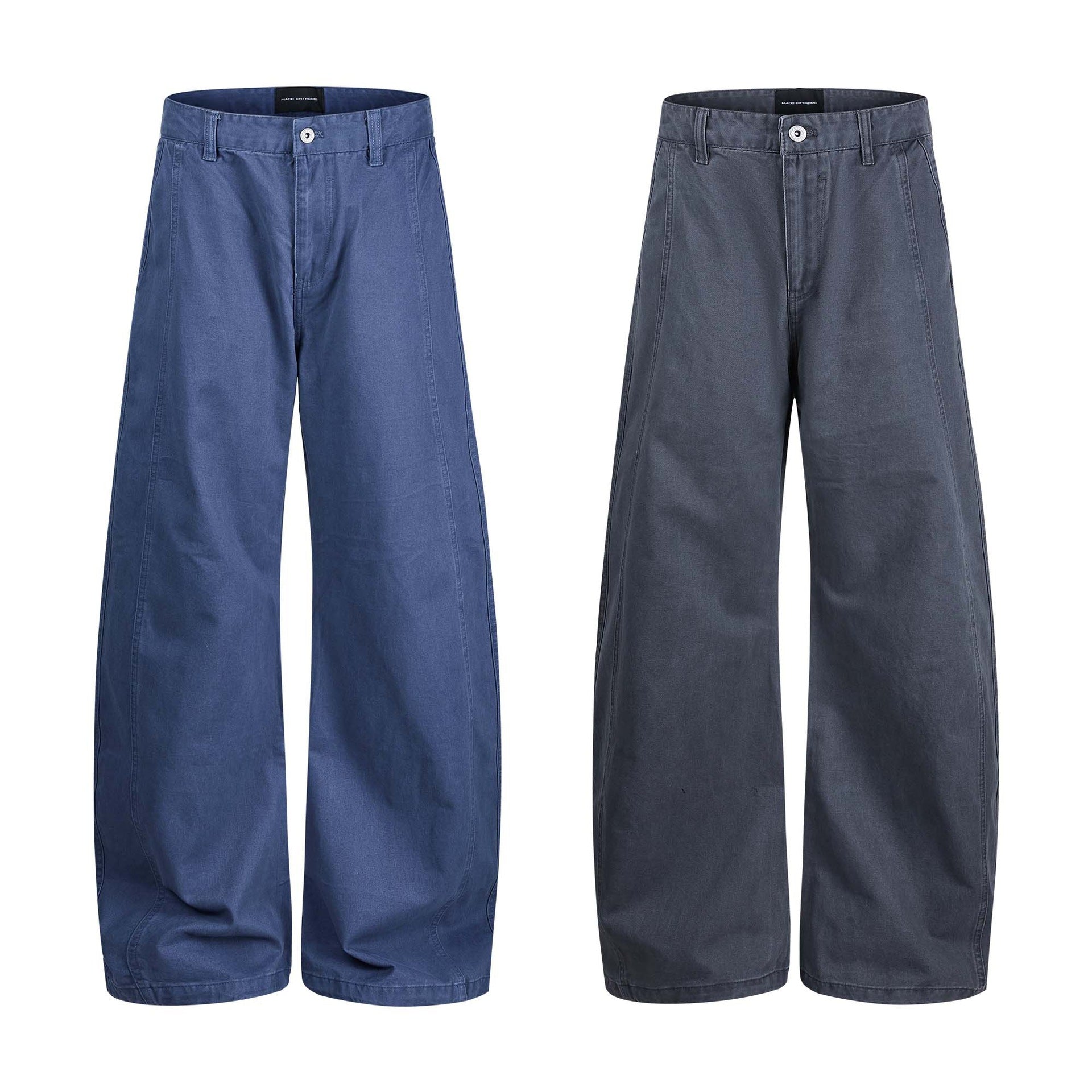 Women's wide ankle-length trousers with high waist made of cotton denim Chichicherry