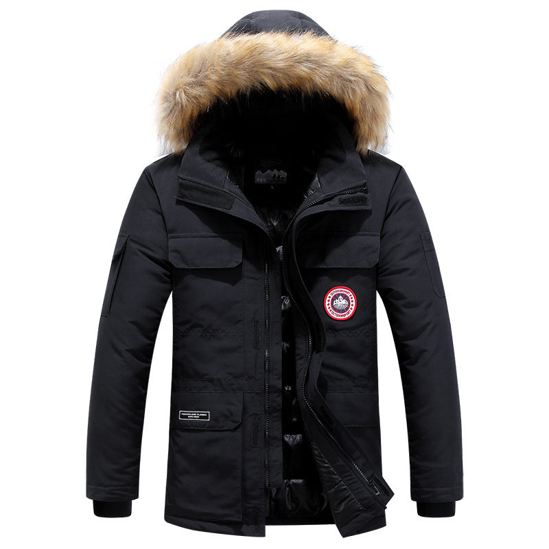 Men's parka with detachable hood and faux fur trim, wind- and waterproof thermal insulation Chichicherry