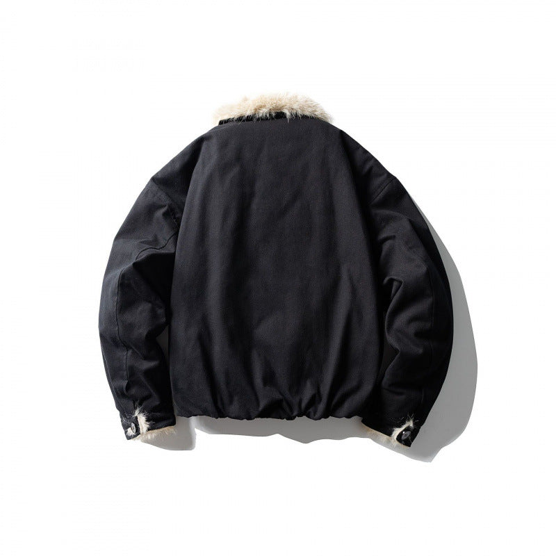 Men's short jacket in boxy bomber style with teddy trim and thermal lining Chichicherry