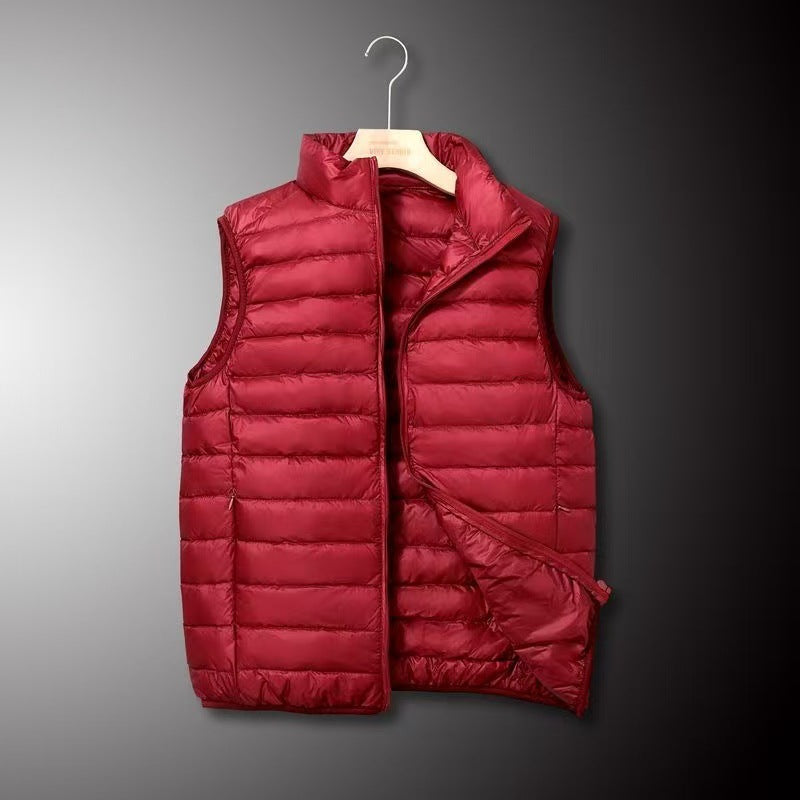 Men's Ultra-light Down-look Padded Vest with Chamber Cut and Stand Collar Chichicherry