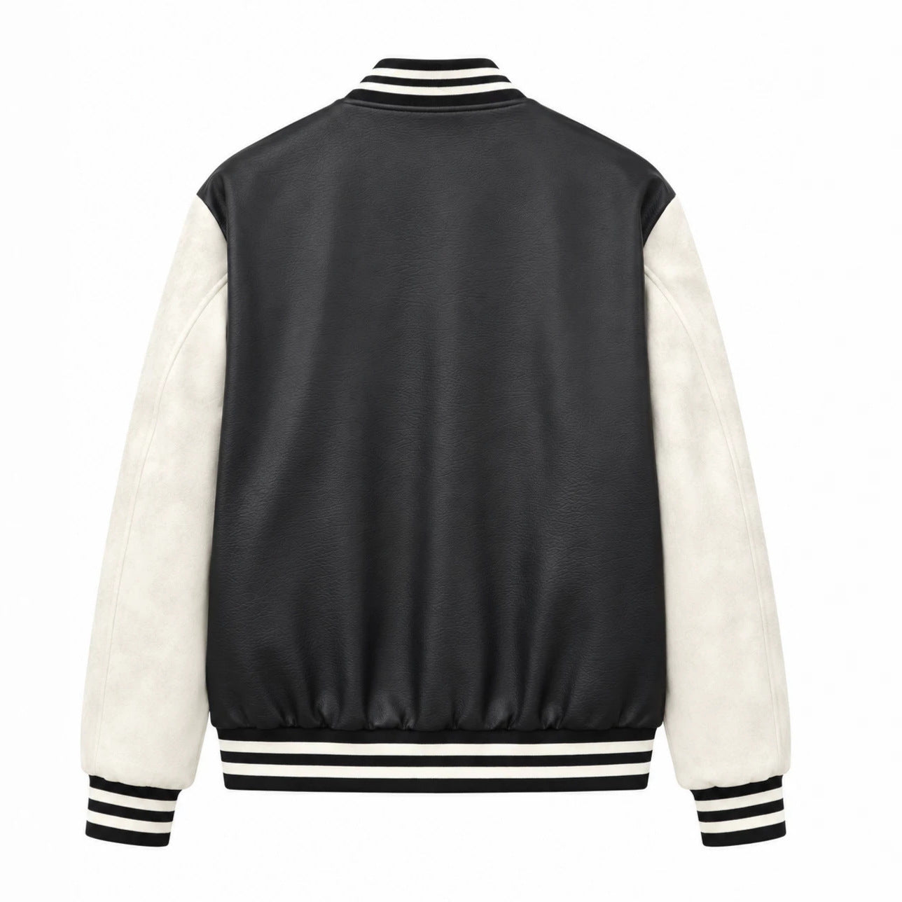 Men's varsity bomber jacket in college style with faux leather body and contrasting suede sleeves Chichicherry