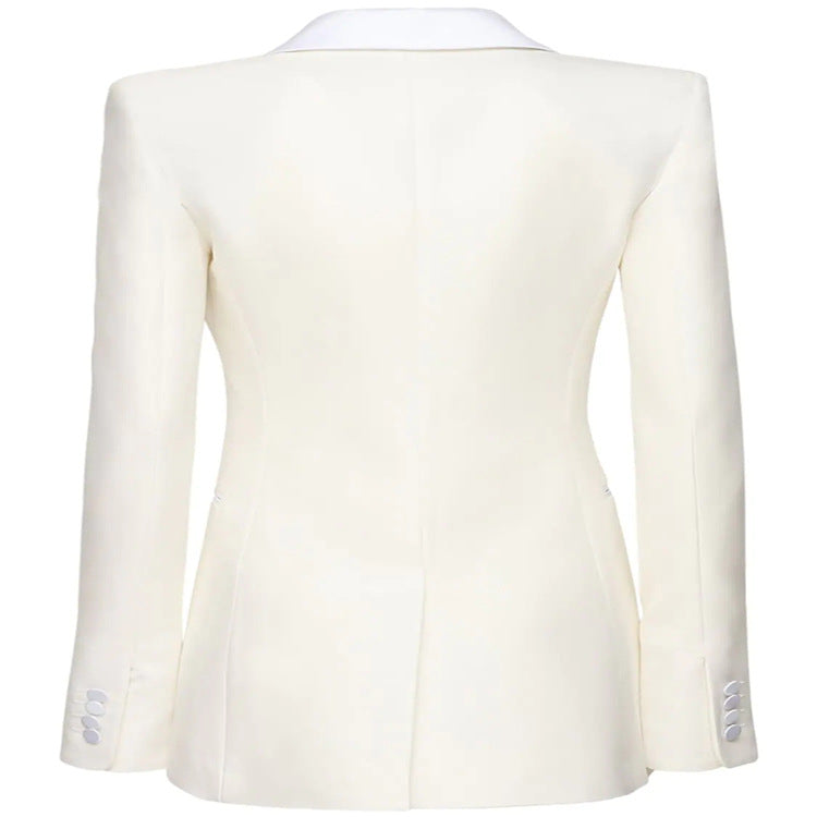 Women Structured Shoulder Blazer in Retro-Tailoring Chichicherry