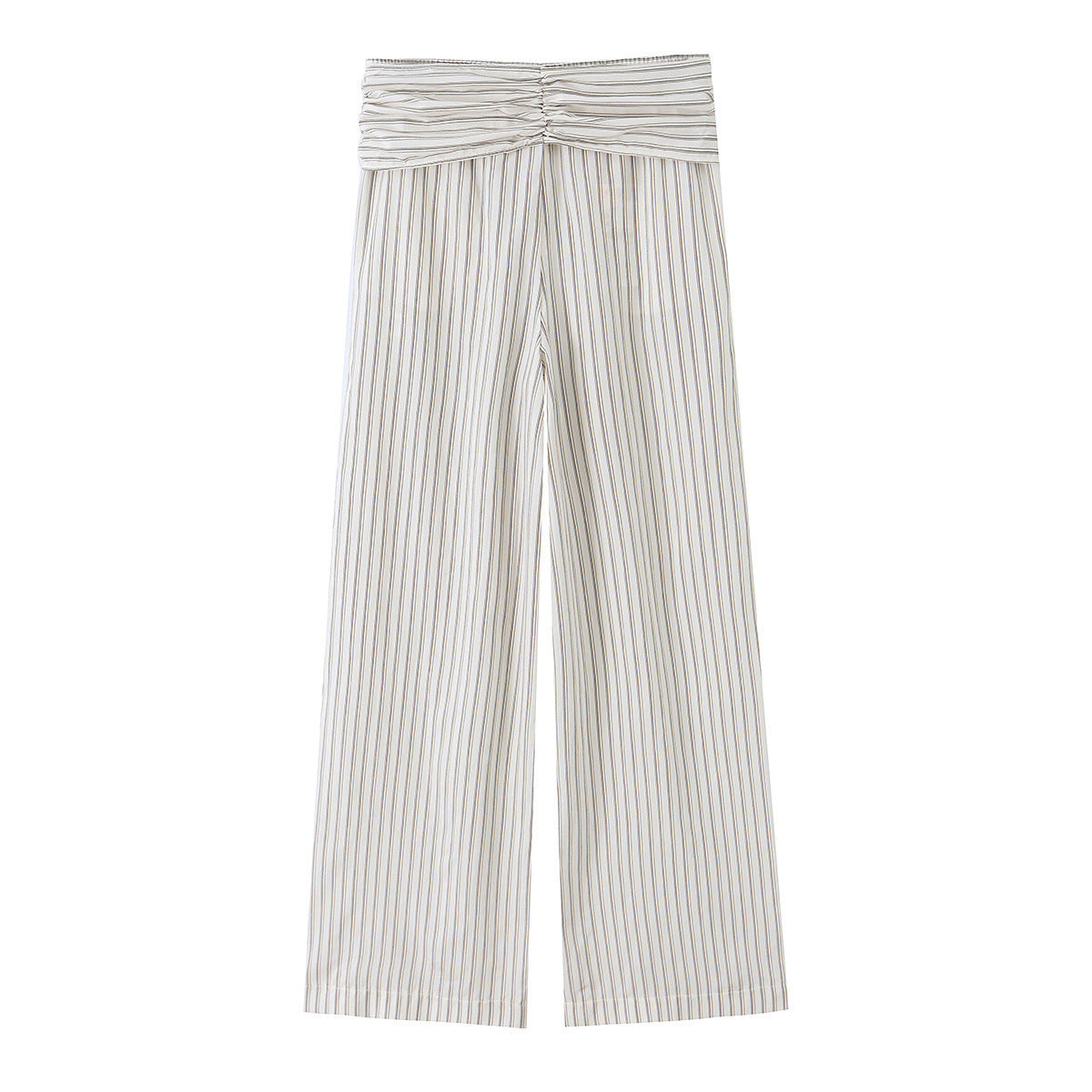 Women Wide Highwaist Trousers with Vertical Stripes and Tied Belt Chichicherry