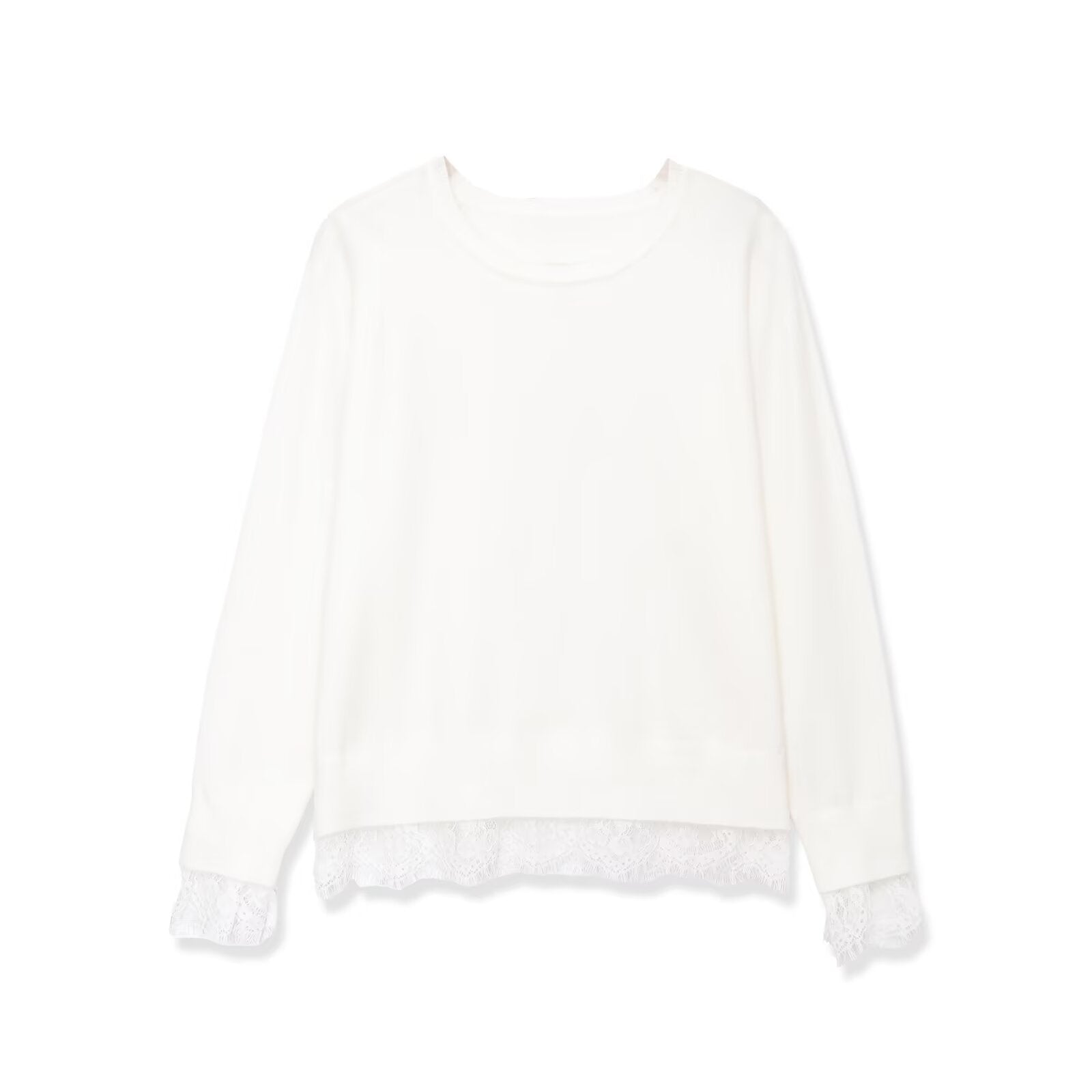 Women's sweatshirt with lace trim and round neck Chichicherry