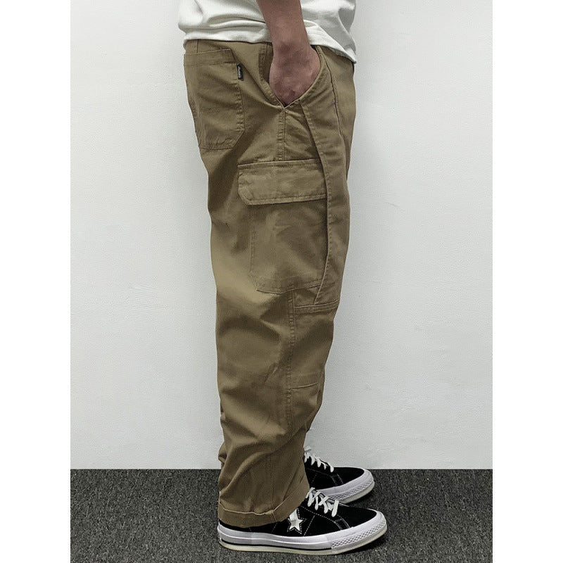 Herren Lässige Baggy-Cargo-Hose mit Knieabnähern, Multitaschen und Workwear-Details Chichicherry