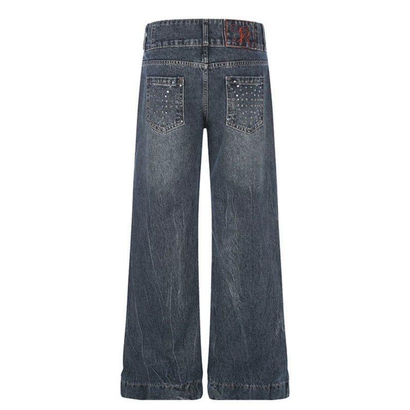 Women High-Waist Wide Palazzo Jeans with Double Button and Flared Leg Chichicherry