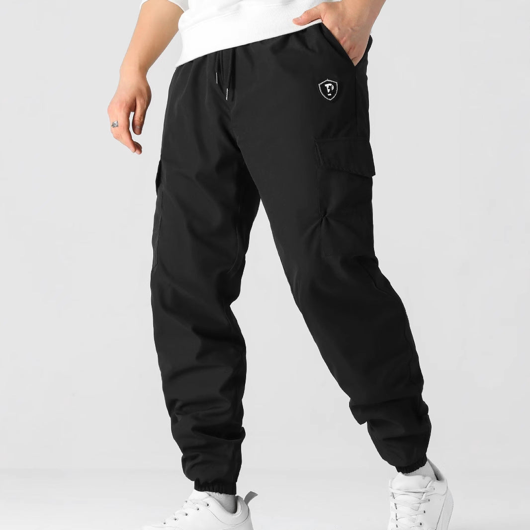 Men's utility cargo jogger pants with drawstring, elastic waistband & flap pockets Chichicherry