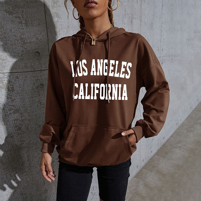 Women's oversized hoodie in collegiate style with kangaroo pocket, retro logo print, and French terry lining Chichicherry