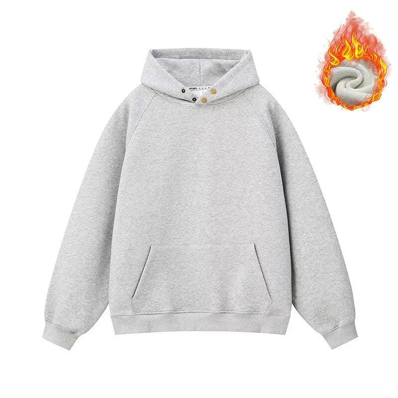 Unisex Gefütterter Oversized Kapuzenpullover mit Kängurutasche Chichicherry