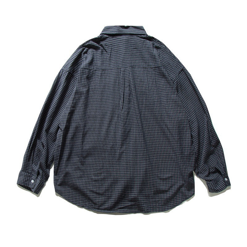 Men's Oversized Checkered Long Sleeve Shirt with Chest Pocket Chichicherry