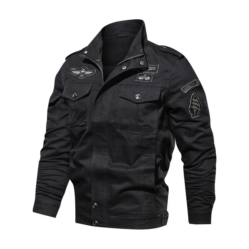 Men's robust canvas field jacket in military utility style with shoulder flaps and flap pockets Chichicherry