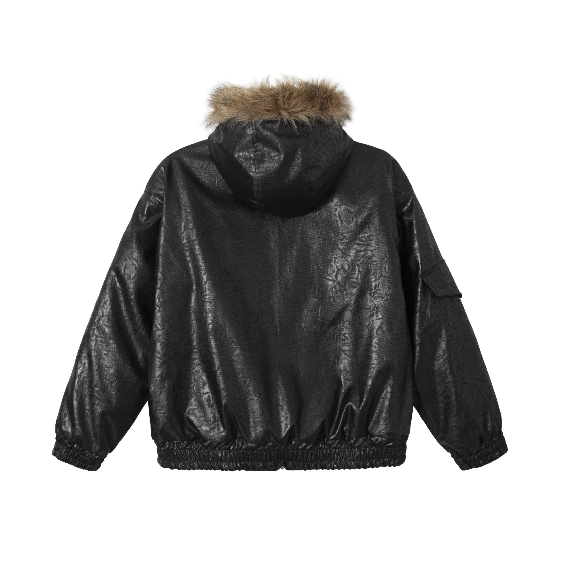 Men's Padded Oversized Bomber with Faux Fur Collar and Utility Pockets Chichicherry