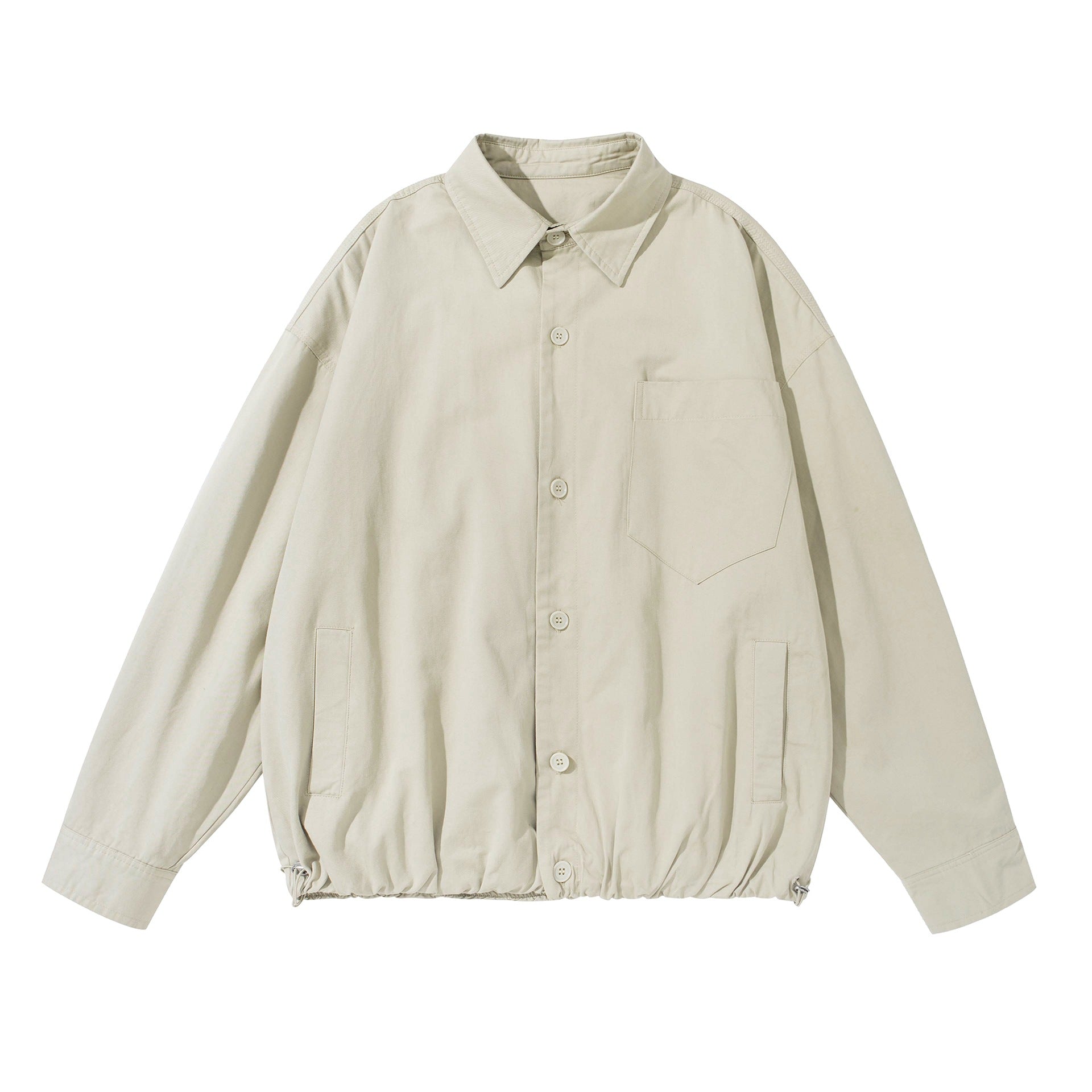Unisex Loose fitting overshirt jacket made of cotton blend with drawstring hem and chest pocket Chichicherry