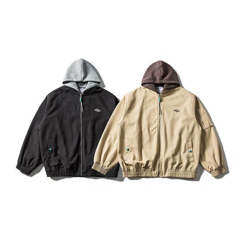Unisex Oversize Canvas Hoodie with Utility Arm Pocket and Elastic Cuffs Chichicherry
