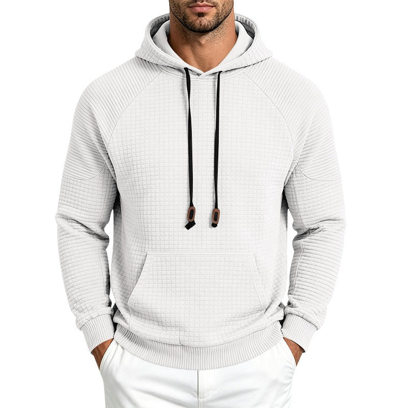 Men's Thermal Waffle Hoodie with Raglan Sleeves and Kangaroo Pocket Chichicherry