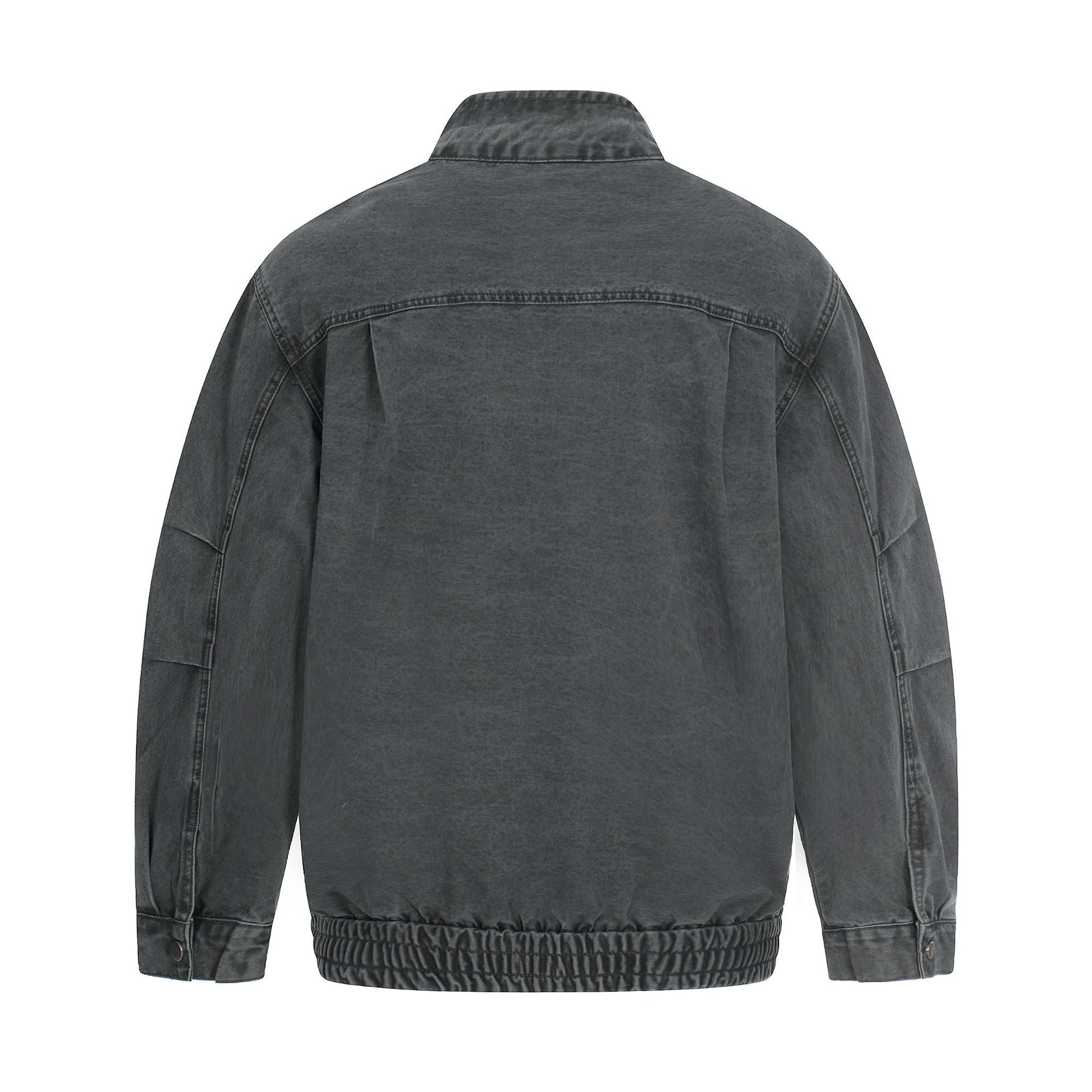 Men's short-cut field bomber in vintage canvas with stand-up collar and large flap pockets