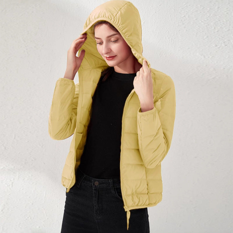 Women's Lightweight Quilted Short Jacket with Stand Collar and Tailored Fit Chichicherry