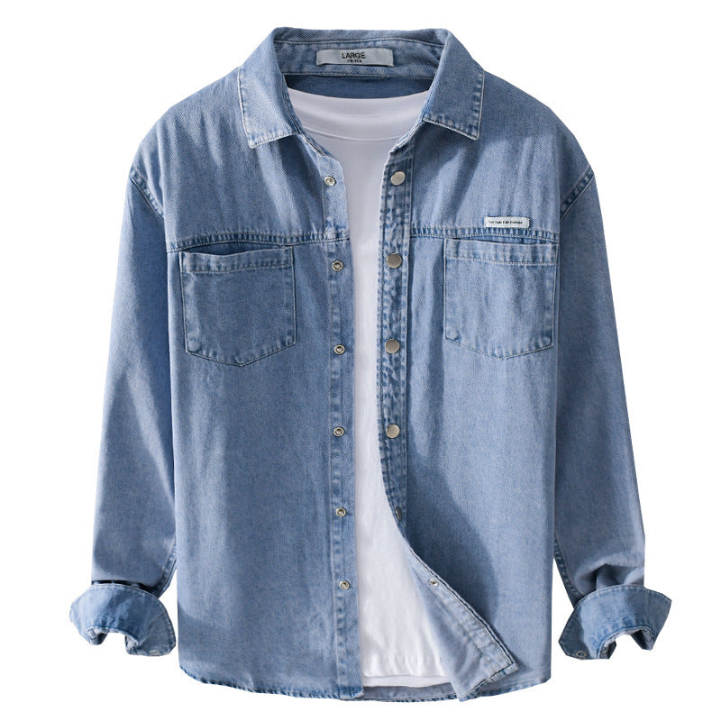 Men's jeans worker overshirt in shirt jacket style with chest pockets Chichicherry