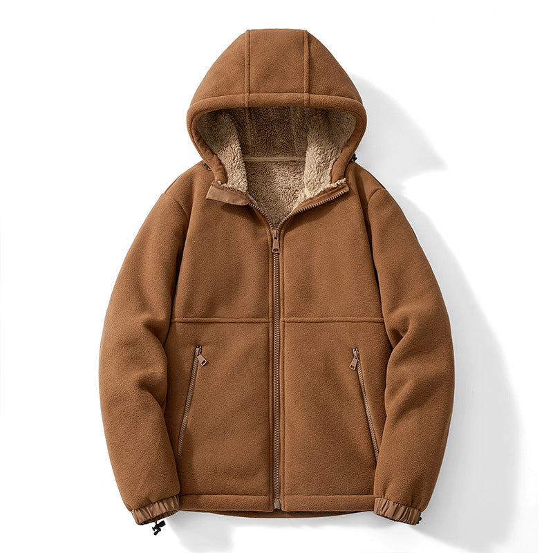 Men's hooded fleece jacket with teddy inner lining, full zip and windproof cuffs Chichicherry