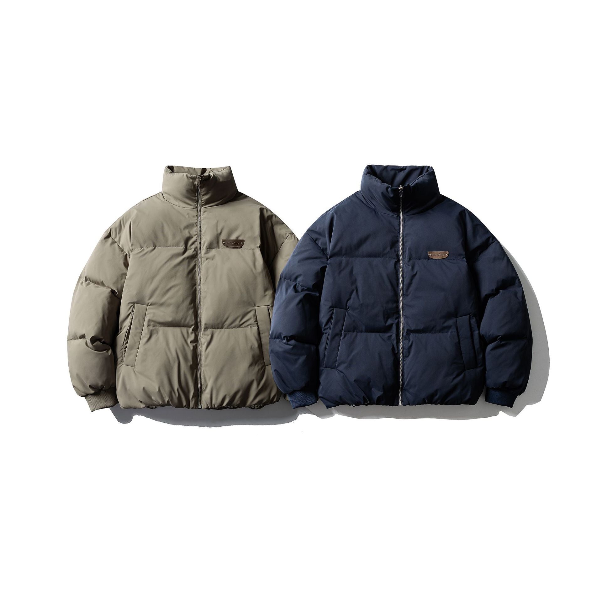 Men's Boxy Puffer Jacket with High Stand Collar and Minimalist Outer Shell Chichicherry