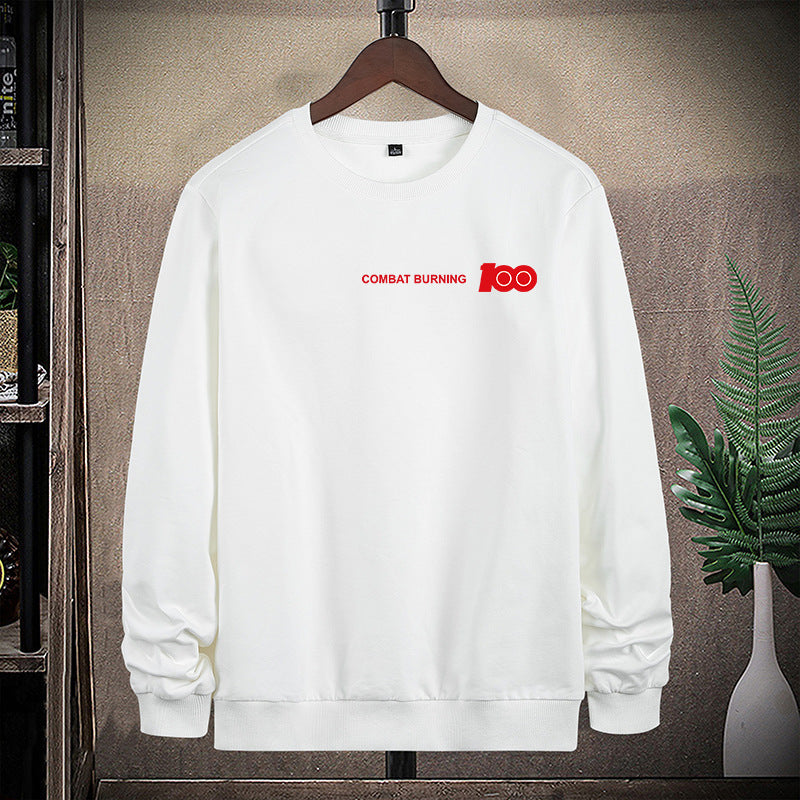 Men's Oversize Sweatshirt with Crew Neck, Minimalistic Logo Print and Ribbed Cuffs Chichicherry