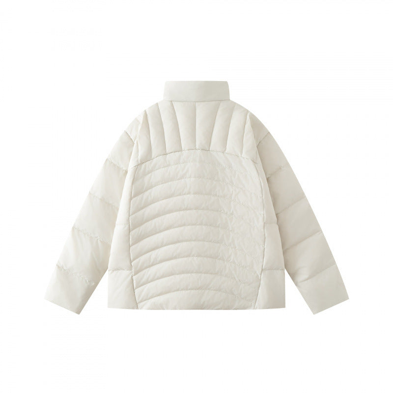 Unisex Boxy padded jacket with high stand-up collar and contrasting two-way zipper Chichicherry