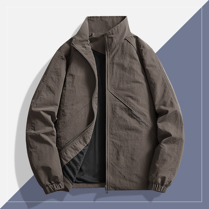 Men's Lightweight Technical Windbreaker with Mesh Lining, Stand Collar and Elastic Cuffs Chichicherry