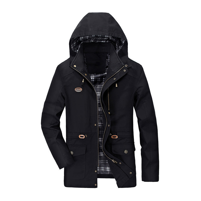 Men's Urban Transitional Parka with Checked Lining, Concealed Zipper, and Multi-functional Pockets Chichicherry