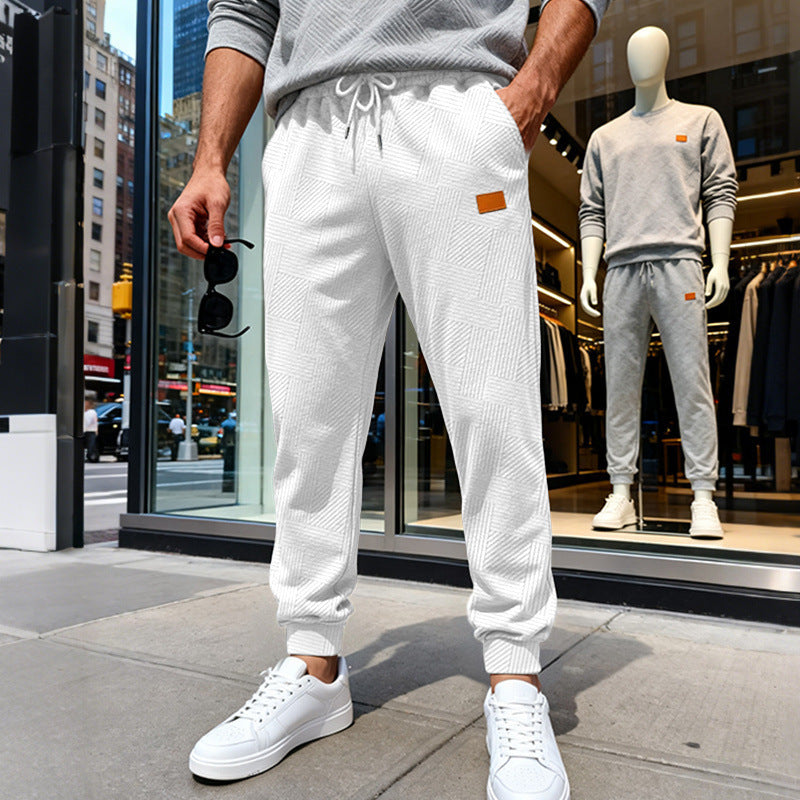Men's quilted joggers with geometric texture pattern Chichicherry
