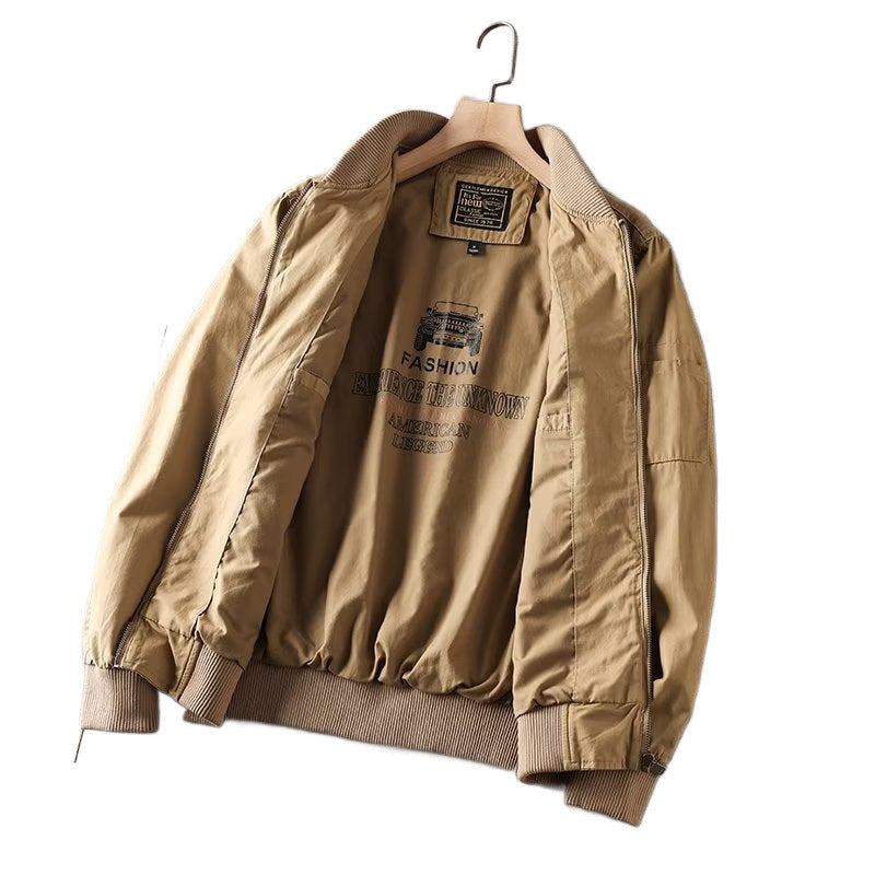 Herren Casual Bomberjacke mit Reißverschluss, Brustpatch und Ärmel-Taschendetail Chichicherry