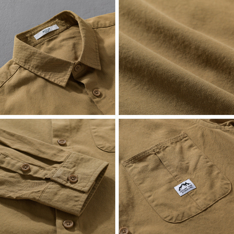 Men's Lightweight Cotton Oxford Shirt with Chest Pocket and Relaxed Fit Chichicherry