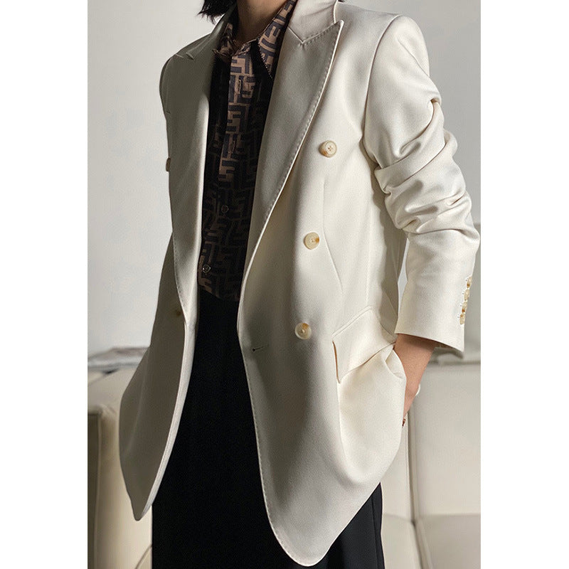 Women Double-Breasted Wool Blazer Chichicherry