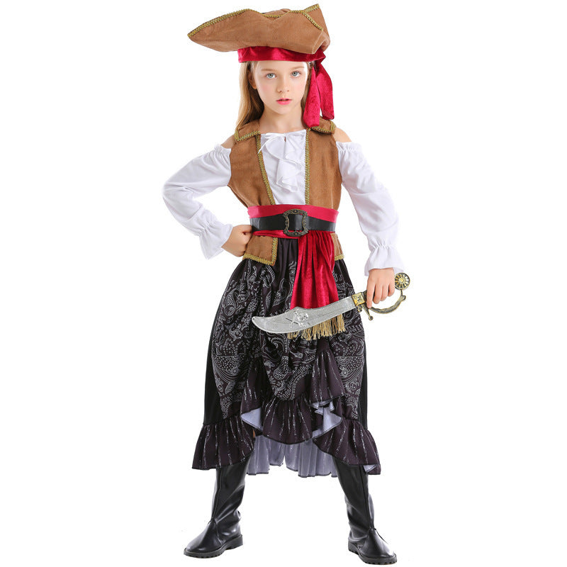 Girl Pirate Costume with Authentic Accessories and Swinging Skirt Chichicherry