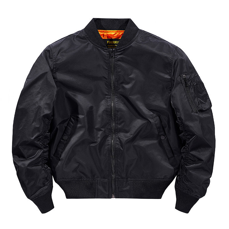 Men's Modern Nylon Flight Bomber with Contrasting Lining, Sleeve Pocket, and Elastic Ribbed Cuffs Chichicherry