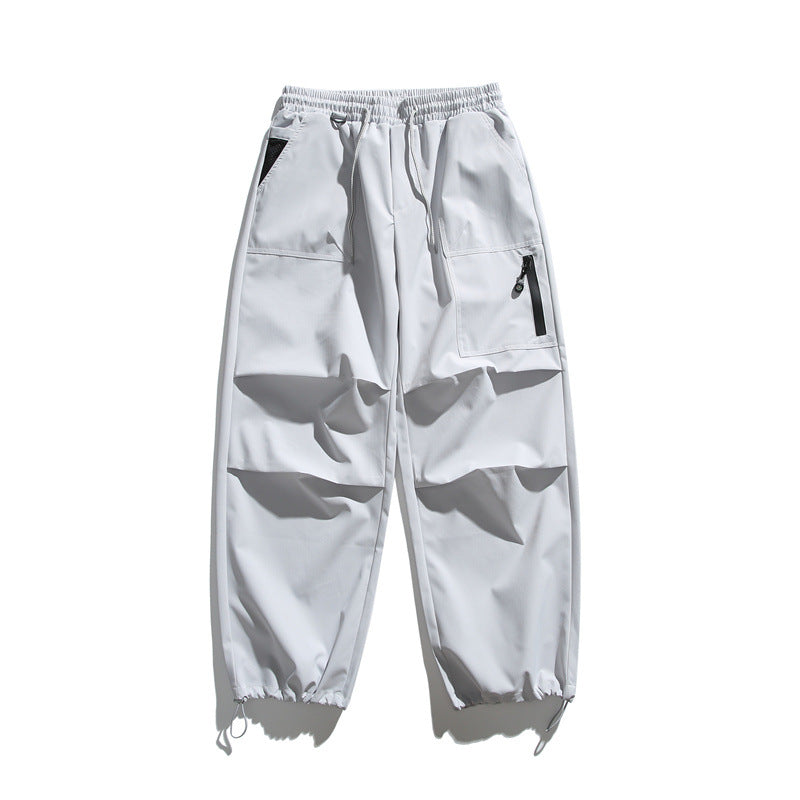 Unisex Technical Cargo Jogger Pants with Elastic Waistband, Zipper Pocket and Drawstring Chichicherry
