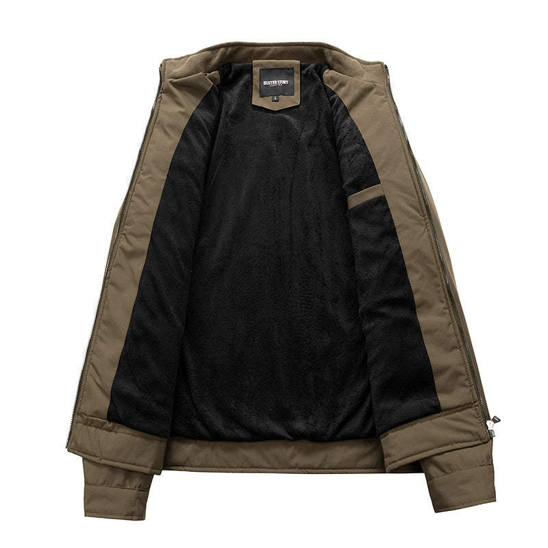 Men's softshell outdoor jacket with stand-up collar water-repellent and four zippered pockets Chichicherry