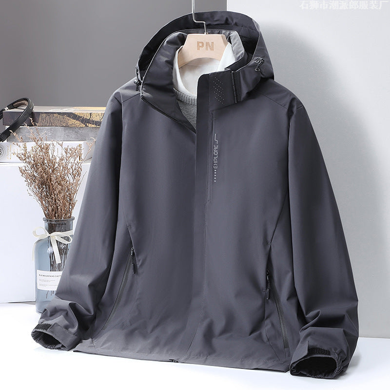 Men's lightweight water-repellent hooded shell jacket with windproof membrane and concealed zipper Chichicherry