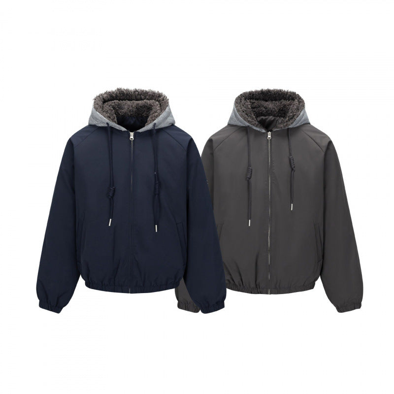 Men's Padded Hoodie Jacket in Bomber Style with Teddy Lining and Elastic Hem Chichicherry