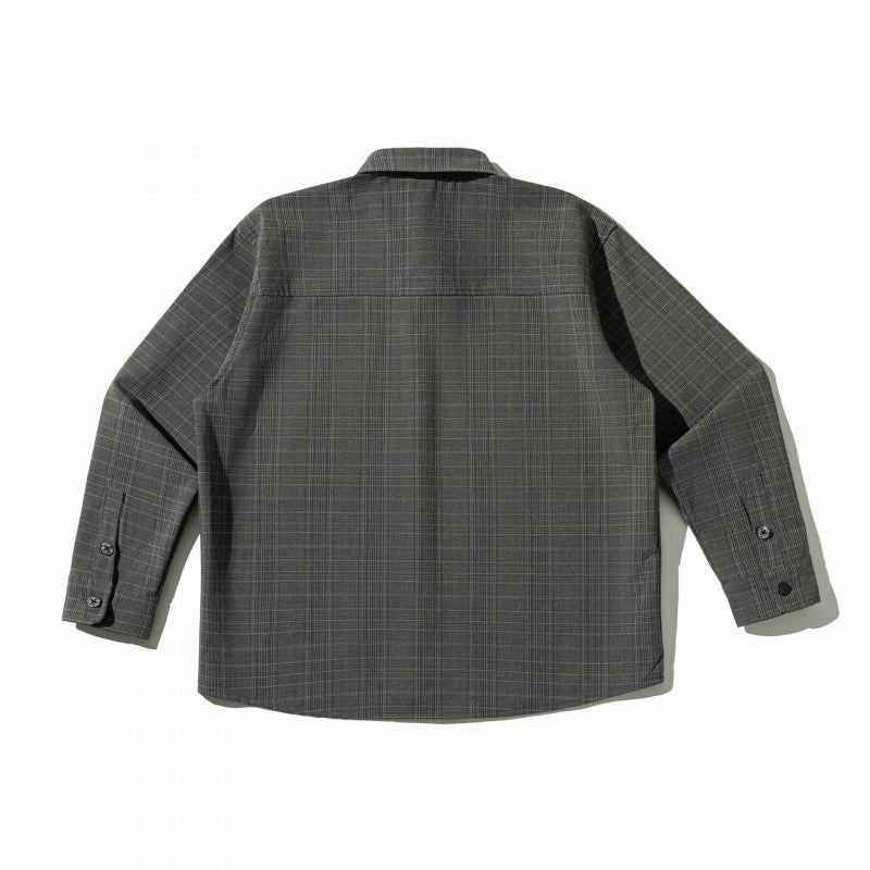 Unisex Checked Overshirt in Boxy Cut with Chest Flap Pocket and Shirt Collar Chichicherry