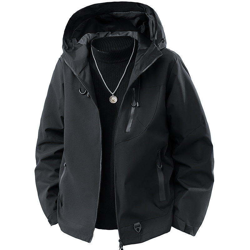 Men's Technical Softshell Outdoor Jacket with Hood water- and windproof membrane sealed zippers Chichicherry