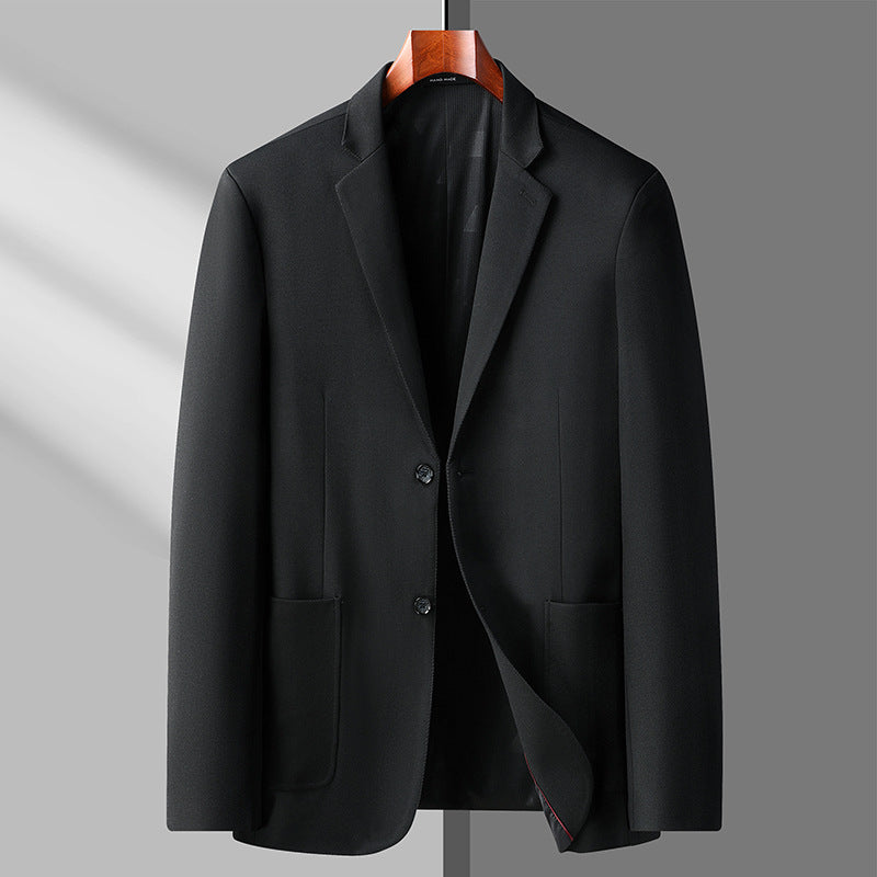 Men's Elegant Single-Breasted Blazer with Breathable Wool Blend and Patch Pockets Chichicherry