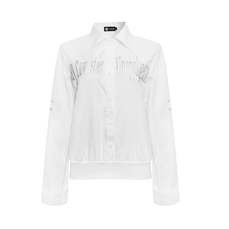 Women's blouse with elastic hem, button-down and logo detail Chichicherry