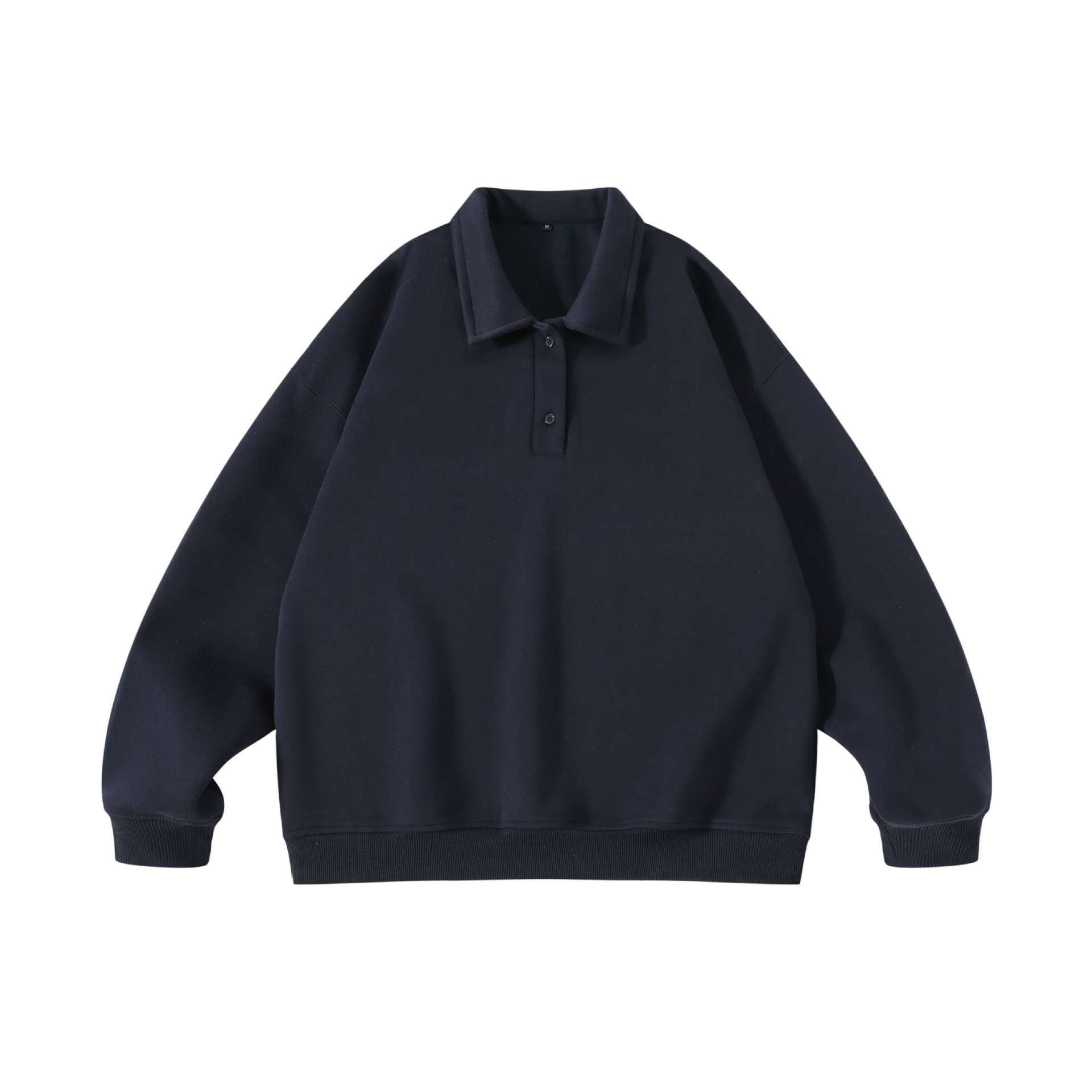Unisex Oversize Henley Polo Sweatshirt with Kent collar, raglan sleeves and ribbed cuffs Chichicherry