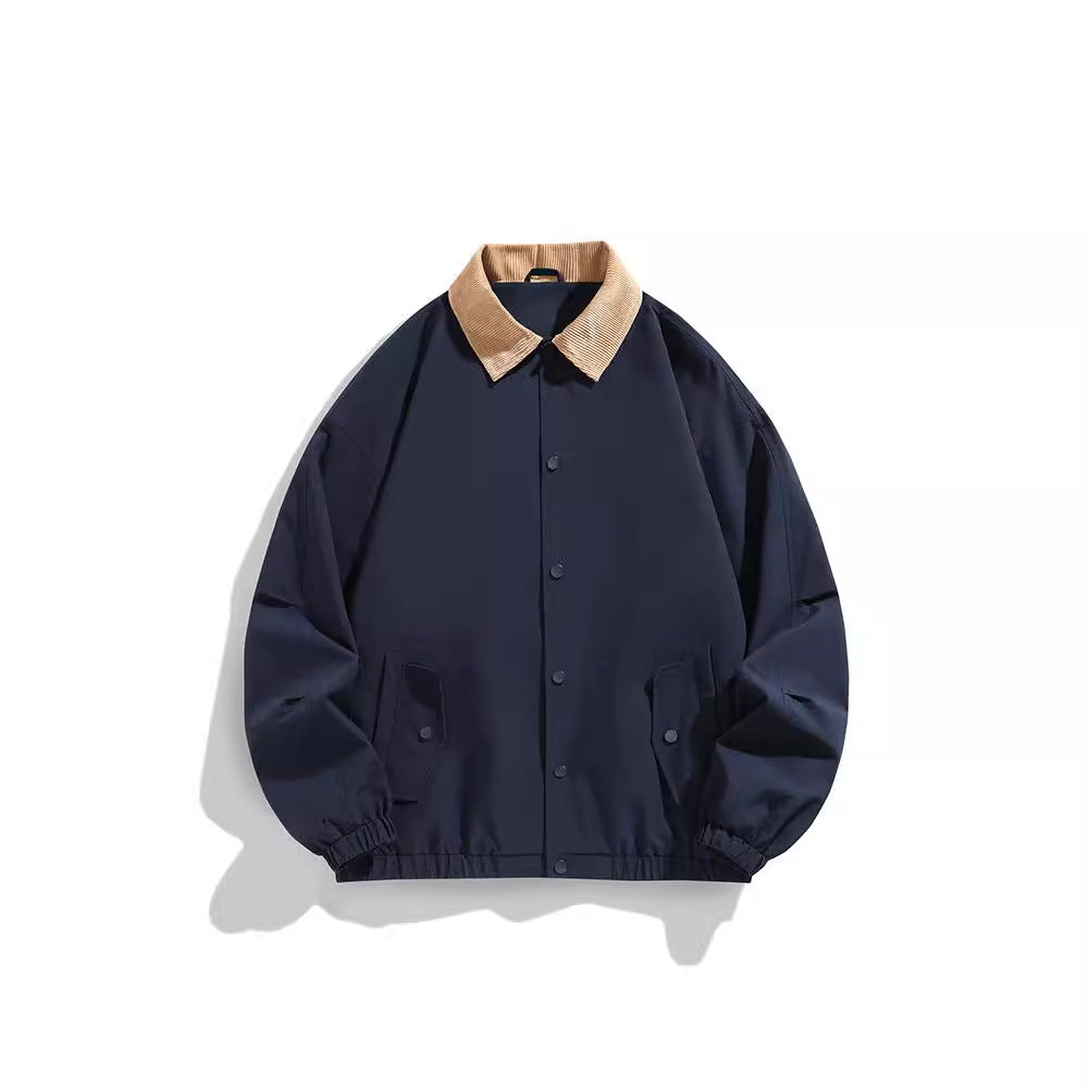Men's Oversized Blouson with Cord Collar, Snap Button Closure, and Flap Pockets Chichicherry